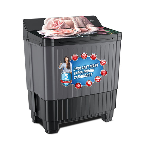 Intex 8 KG Semi-Automatic Washing Machine (Black & Grey) - SA80GBFG